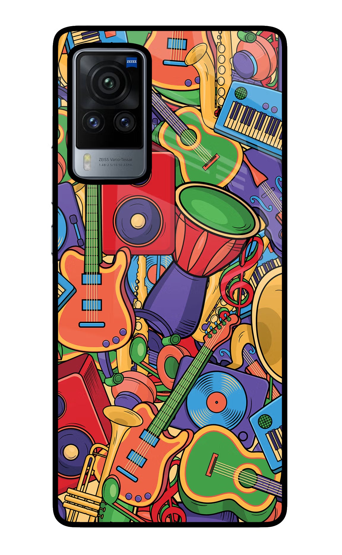 Music Instrument Doodle Vivo X60 Pro Glass Case Back Cover by Casekaro