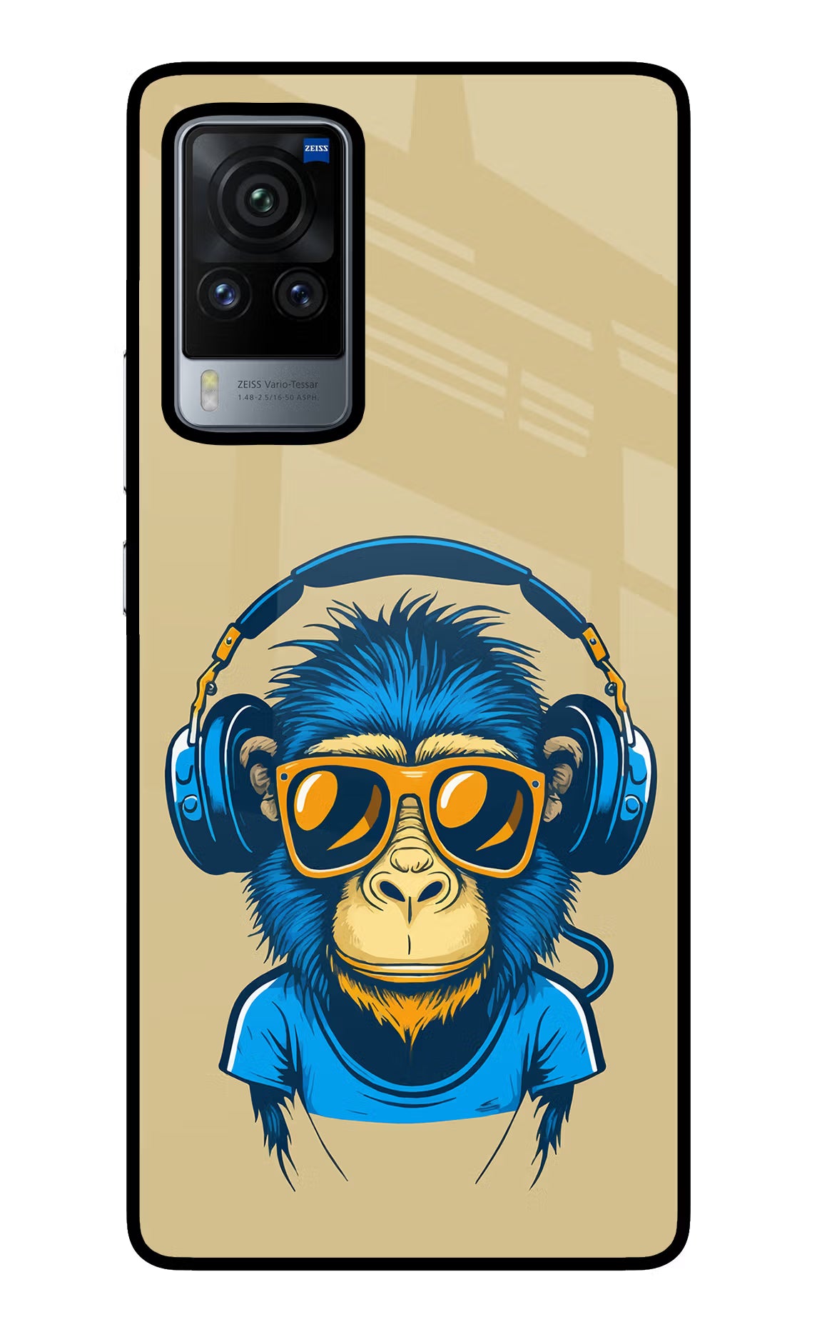 Monkey Headphone Vivo X60 Pro Glass Case Back Cover by Casekaro