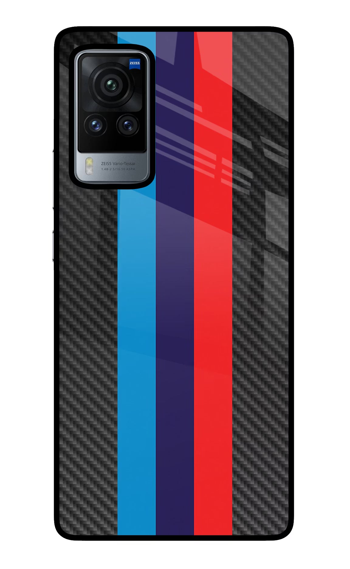 BMW Stripes Pattern Vivo X60 Pro Glass Case Back Cover by Casekaro