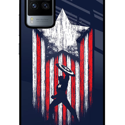 Captain America Marvel Art Vivo X60 Pro Glass Case Back Cover by Casekaro