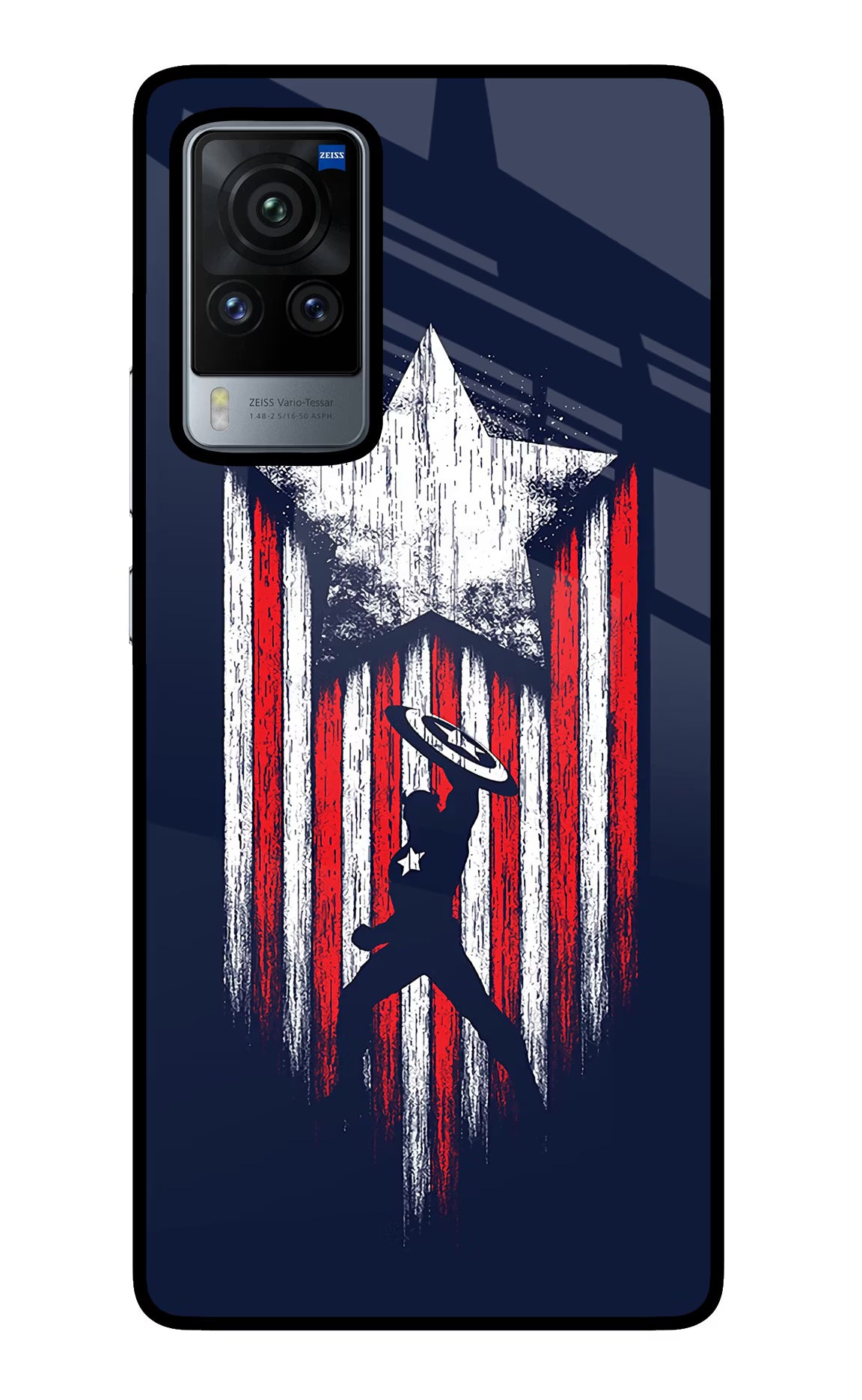 Captain America Marvel Art Vivo X60 Pro Glass Case Back Cover by Casekaro