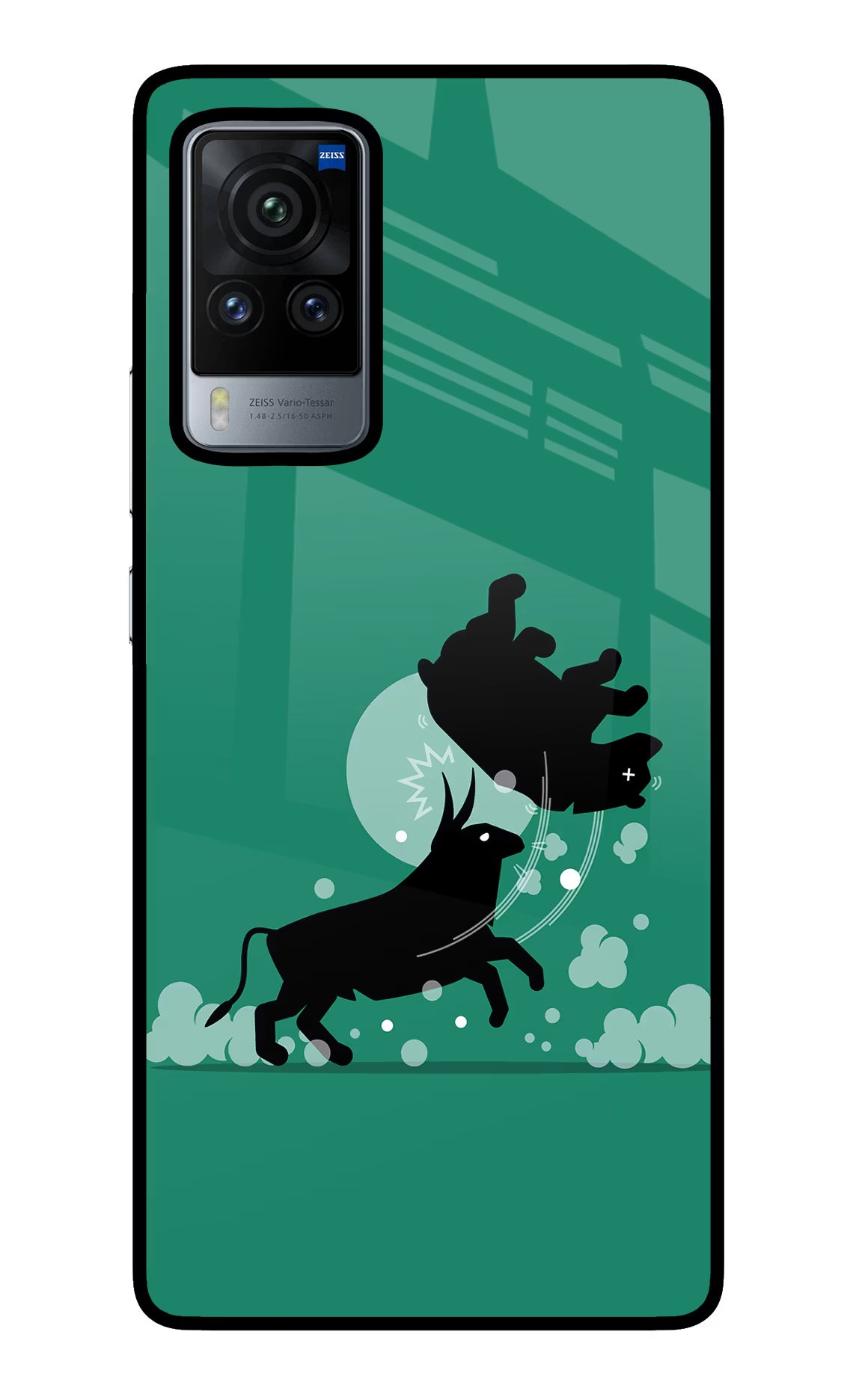 Bull Conqueror Vivo X60 Pro Glass Case Back Cover by Casekaro