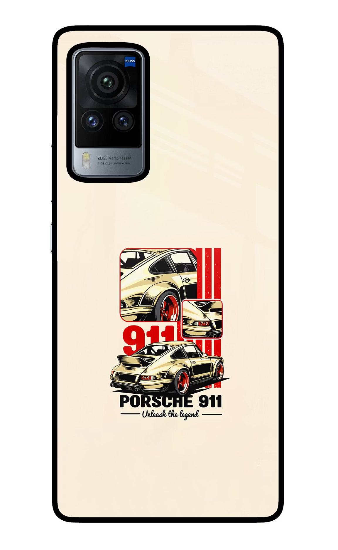 Classic Porsche 911 Vivo X60 Pro Glass Case Back Cover by Casekaro