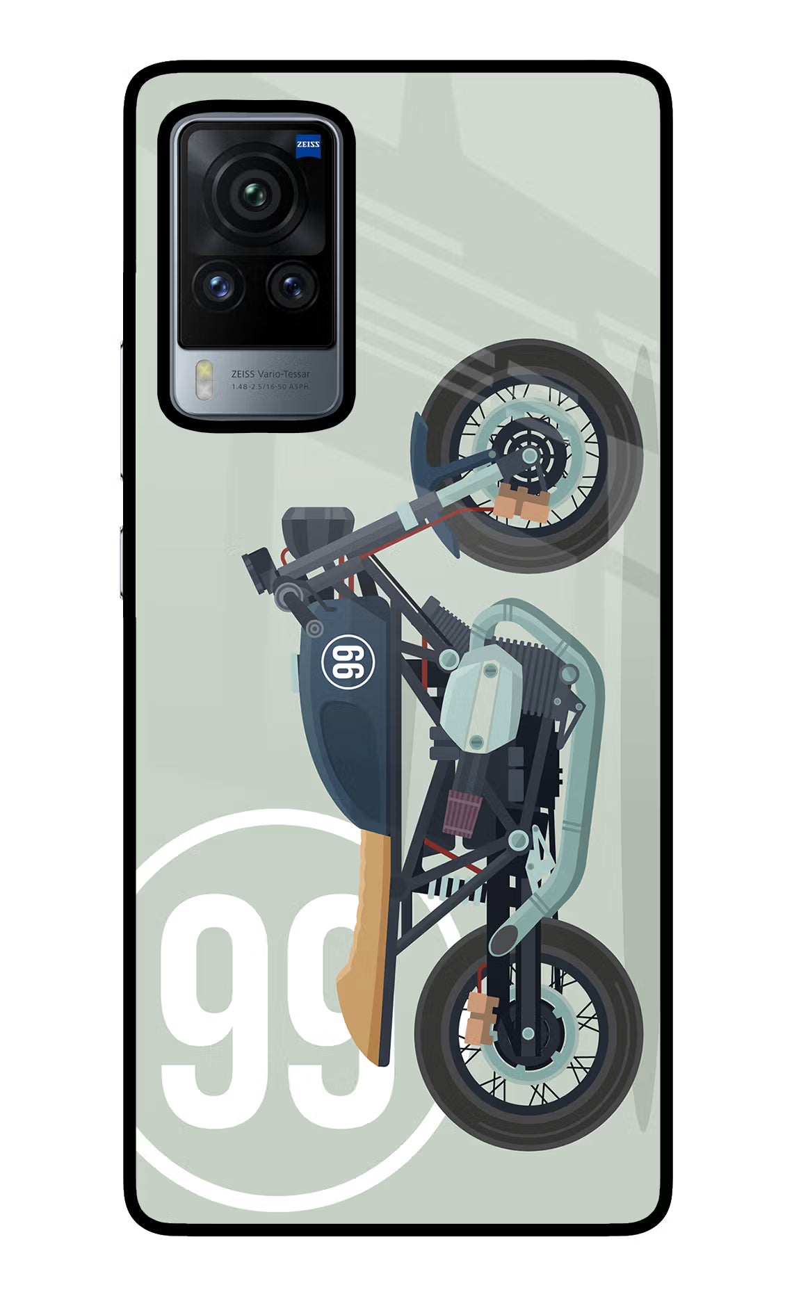 Classic Cafe Racer 99 Vivo X60 Pro Glass Case Back Cover by Casekaro