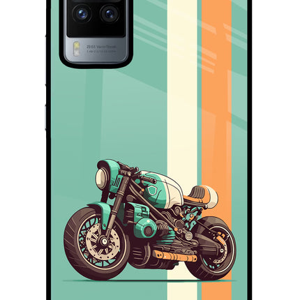 Striped Moto Drift Vivo X60 Pro Glass Case