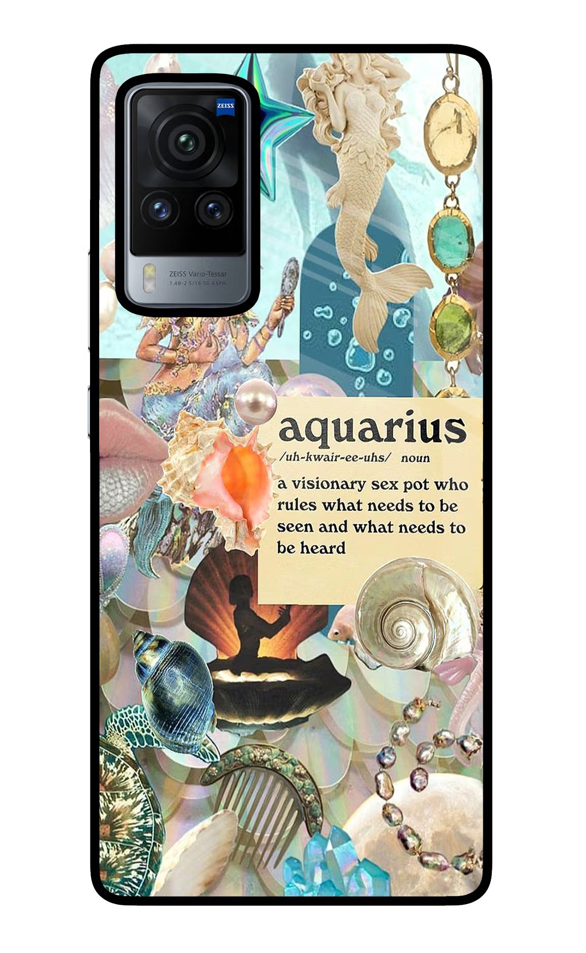 Aquarius Zodiac Vivo X60 Pro Glass Case Back Cover by Casekaro