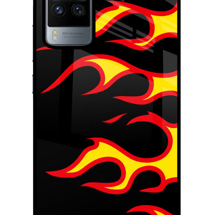 Side Sweep Flames Vivo X60 Pro Glass Case