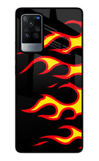 Side Sweep Flames Vivo X60 Pro Glass Case