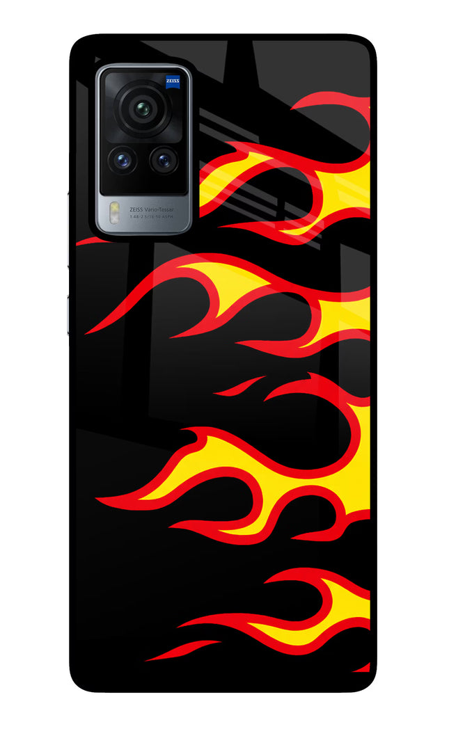 Side Sweep Flames Vivo X60 Pro Glass Case