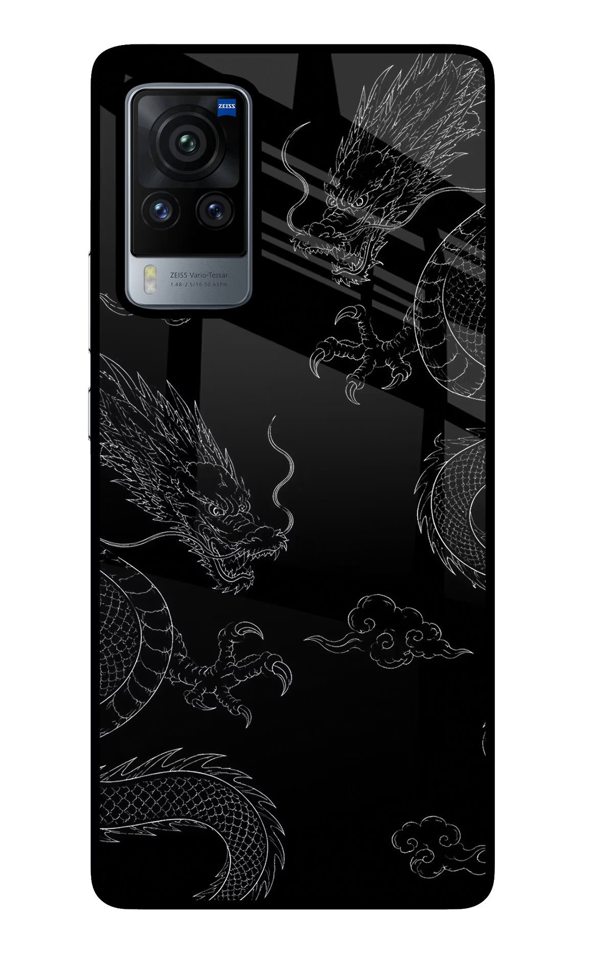 Twin Dragons Vivo X60 Pro Glass Case Back Cover by Casekaro
