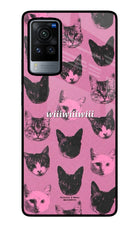 Pink Cats Vivo X60 Pro Glass Case