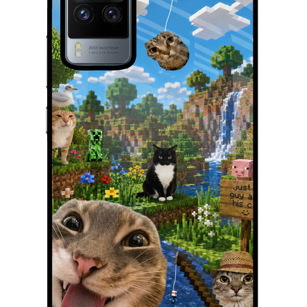Minecraft Cat Chaos Vivo X60 Pro Glass Case