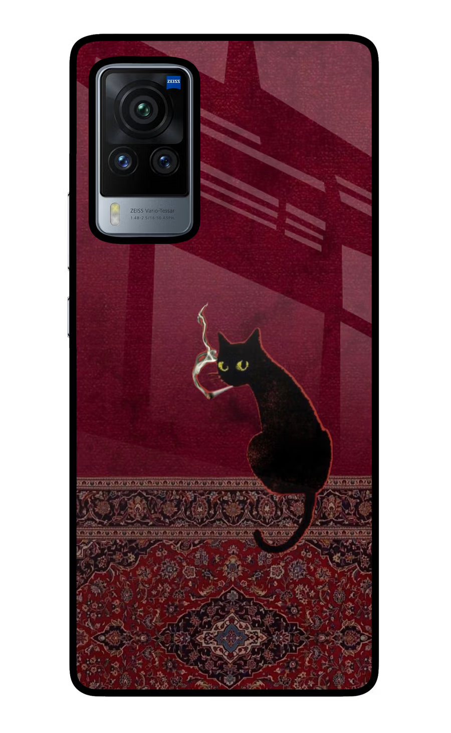 Midnight Cat Vivo X60 Pro Back Cover, Glass case