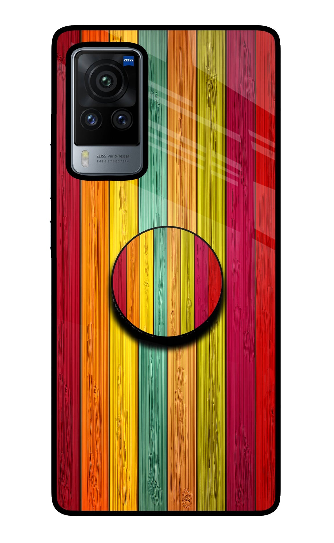 Multicolor Wooden Vivo X60 Pro Glass Case