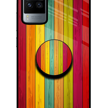 Multicolor Wooden Vivo X60 Pro Pop Case by Casekaro