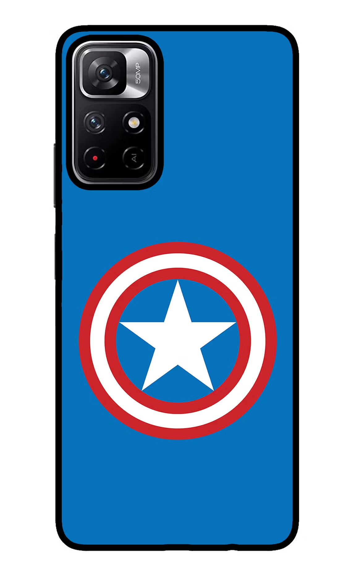 Captain America Logo Redmi Note 11T 5G Glass Case Back Cover by Casekaro