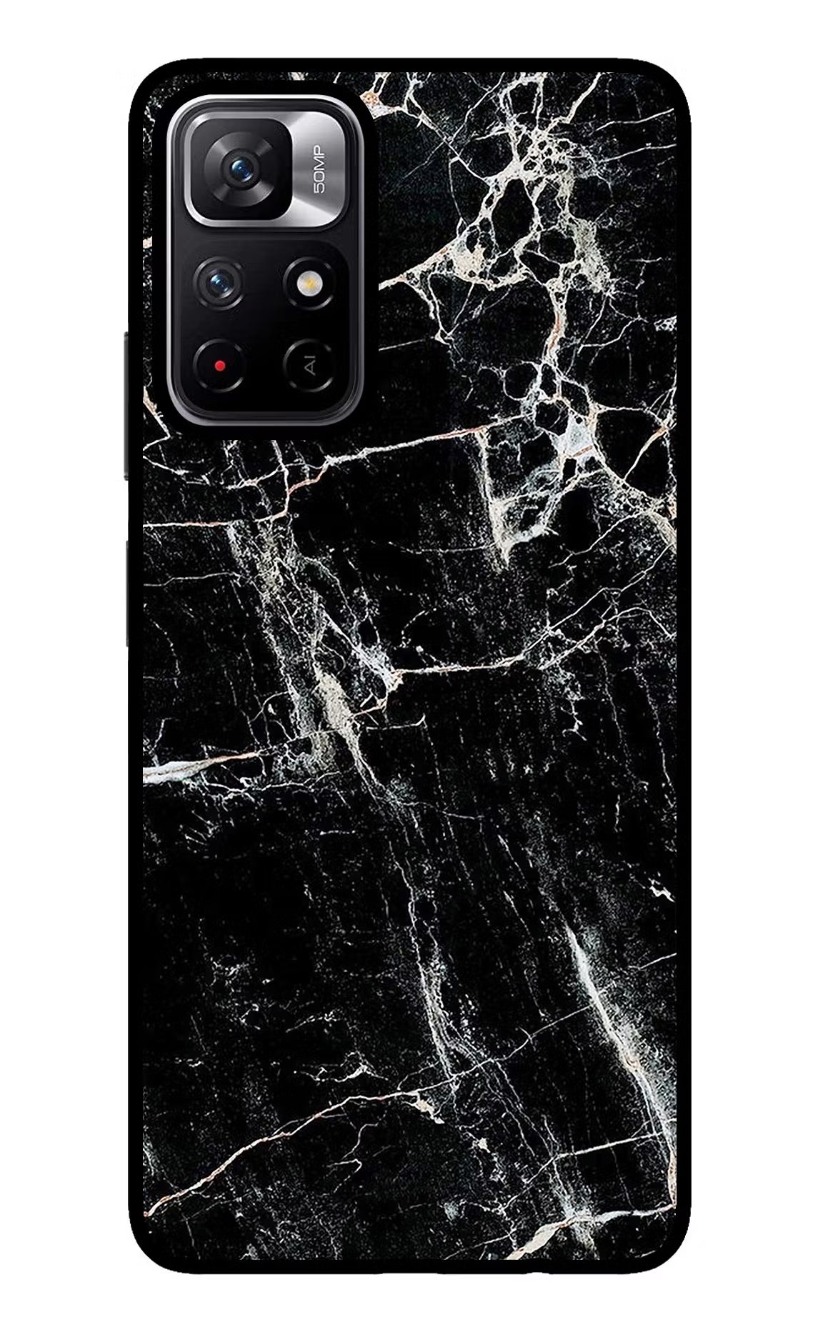 Black Marble Texture Redmi Note 11T 5G Glass Case Back Cover by Casekaro