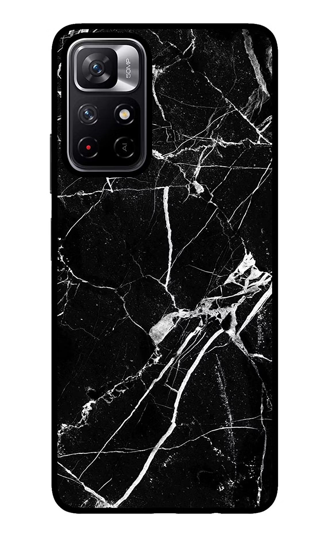 Black Marble Pattern Redmi Note 11T 5G Glass Case Back Cover by Casekaro