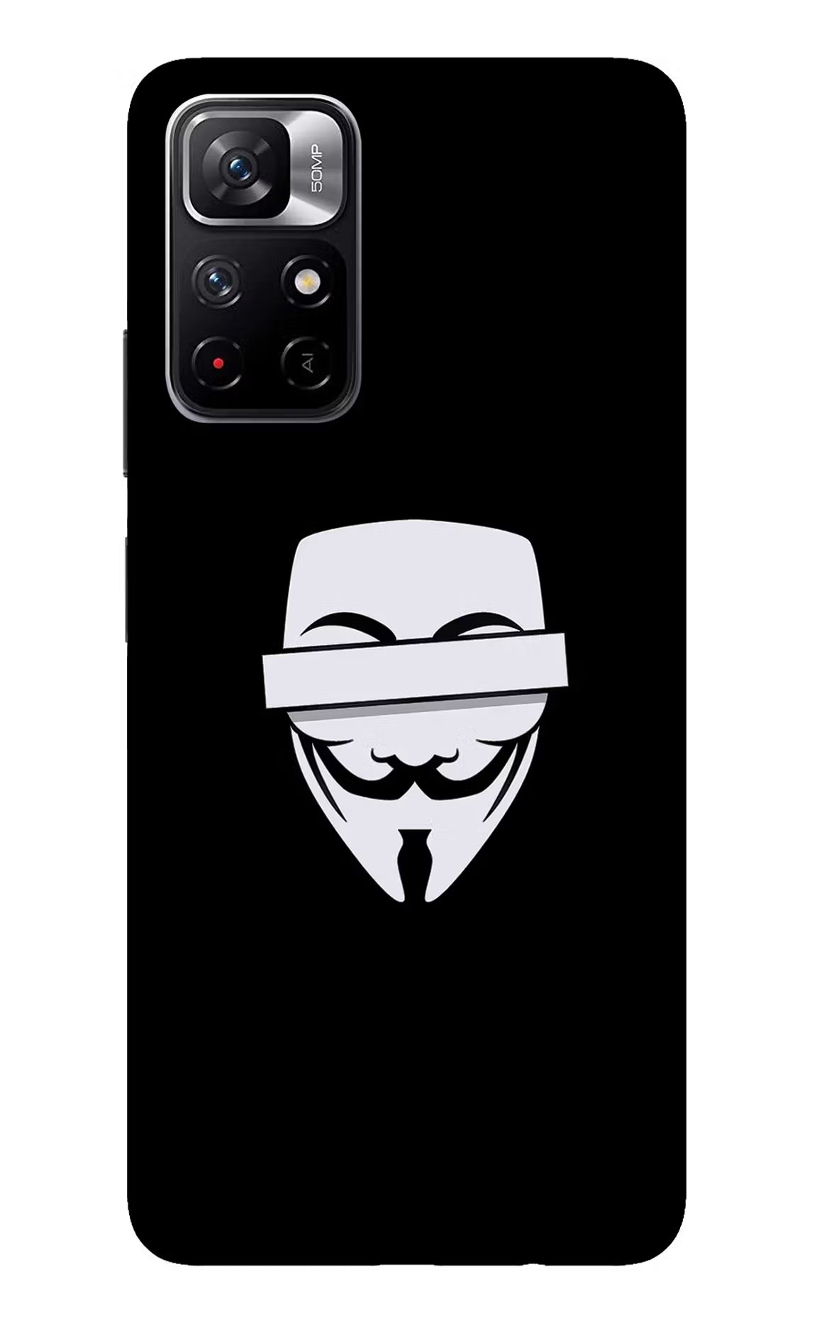 Anonymous Face Redmi Note 11T 5G Glass Case Back Cover by Casekaro
