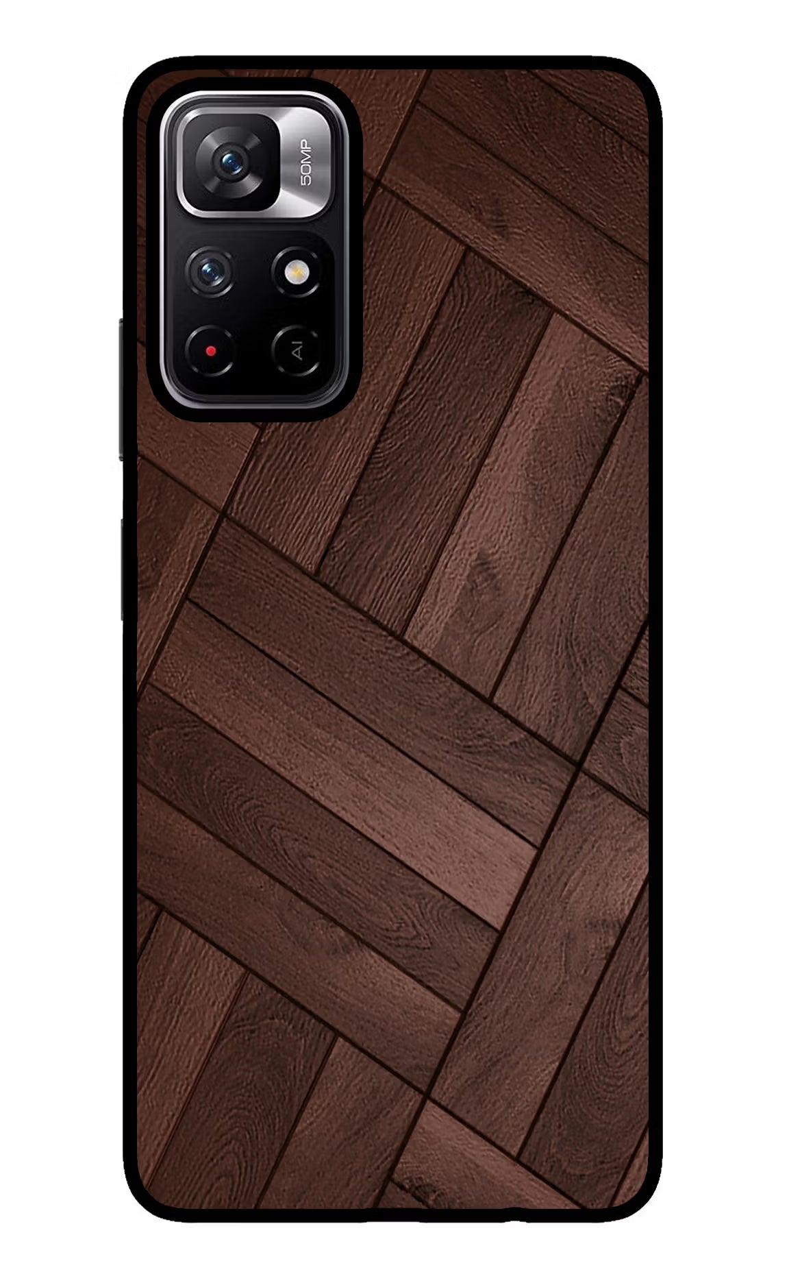 Wooden Texture Design Redmi Note 11T 5G Glass Case Back Cover by Casekaro