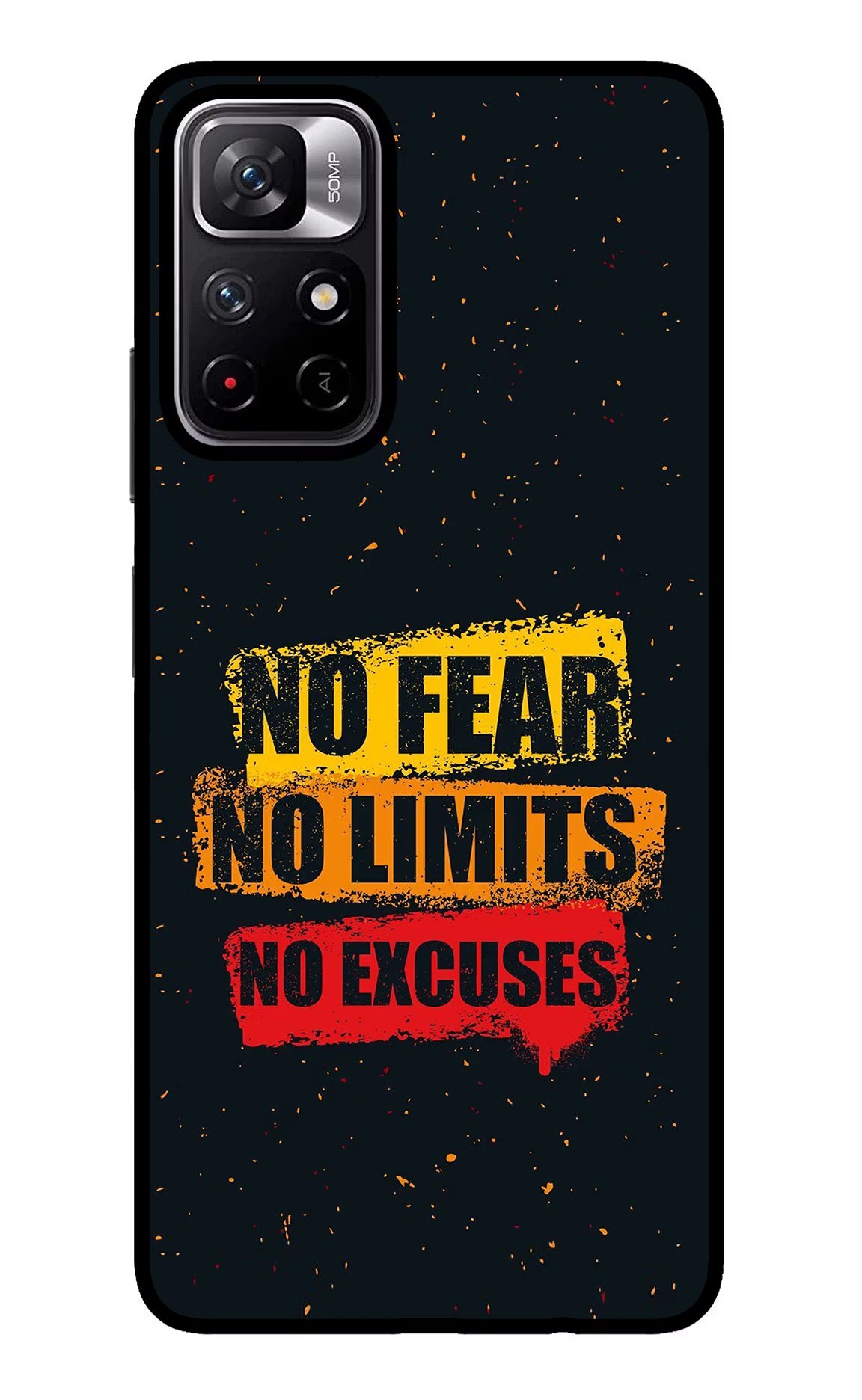 No Fear No Limits No Excuse Redmi Note 11T 5G Glass Case Back Cover by Casekaro