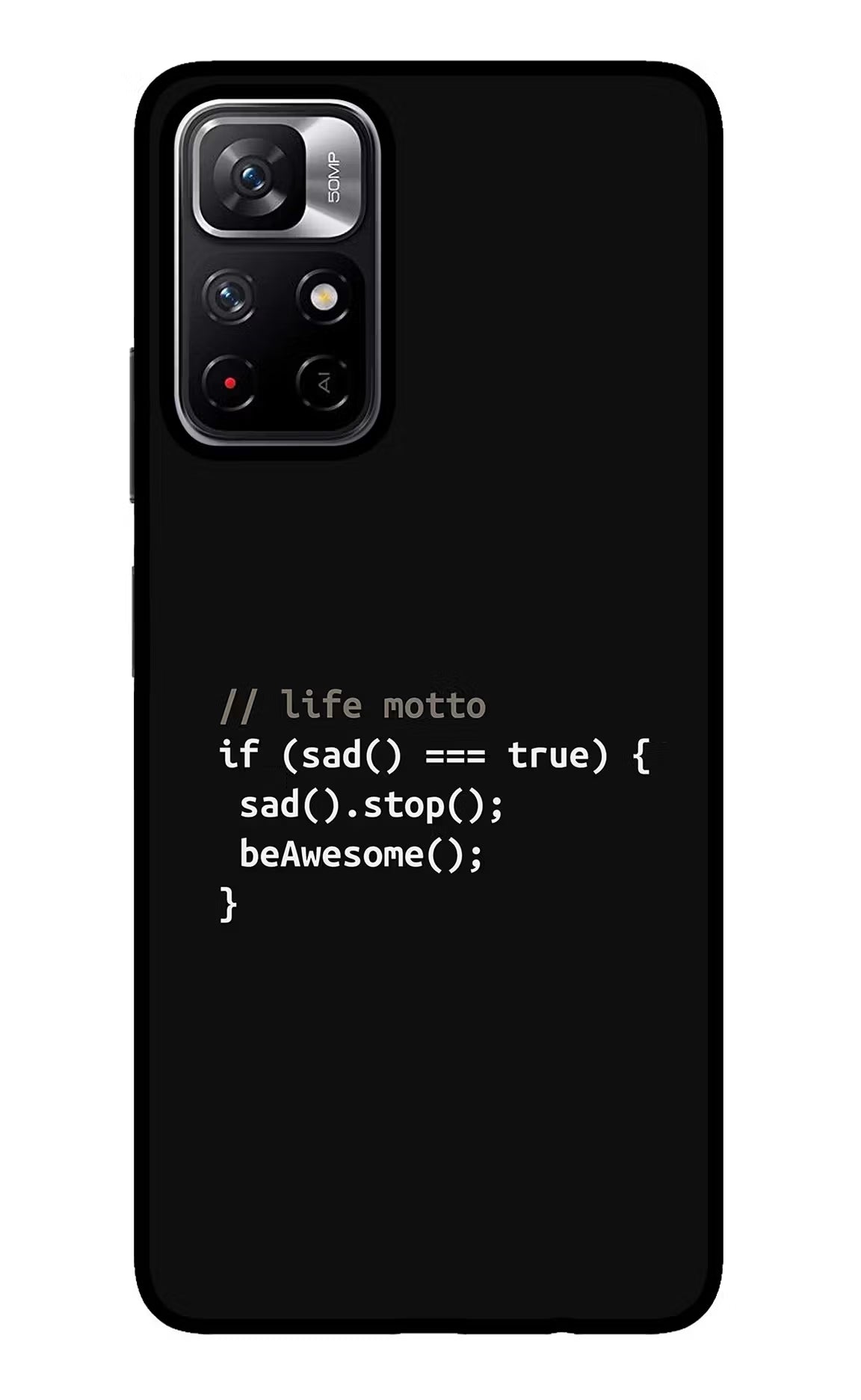 Life Motto Code Redmi Note 11T 5G Glass Case Back Cover by Casekaro