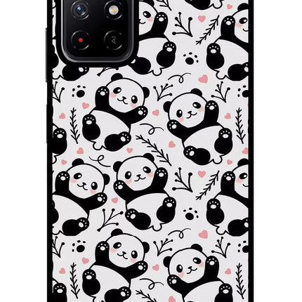 Cute Panda Redmi Note 11T 5G Glass Case Back Cover by Casekaro