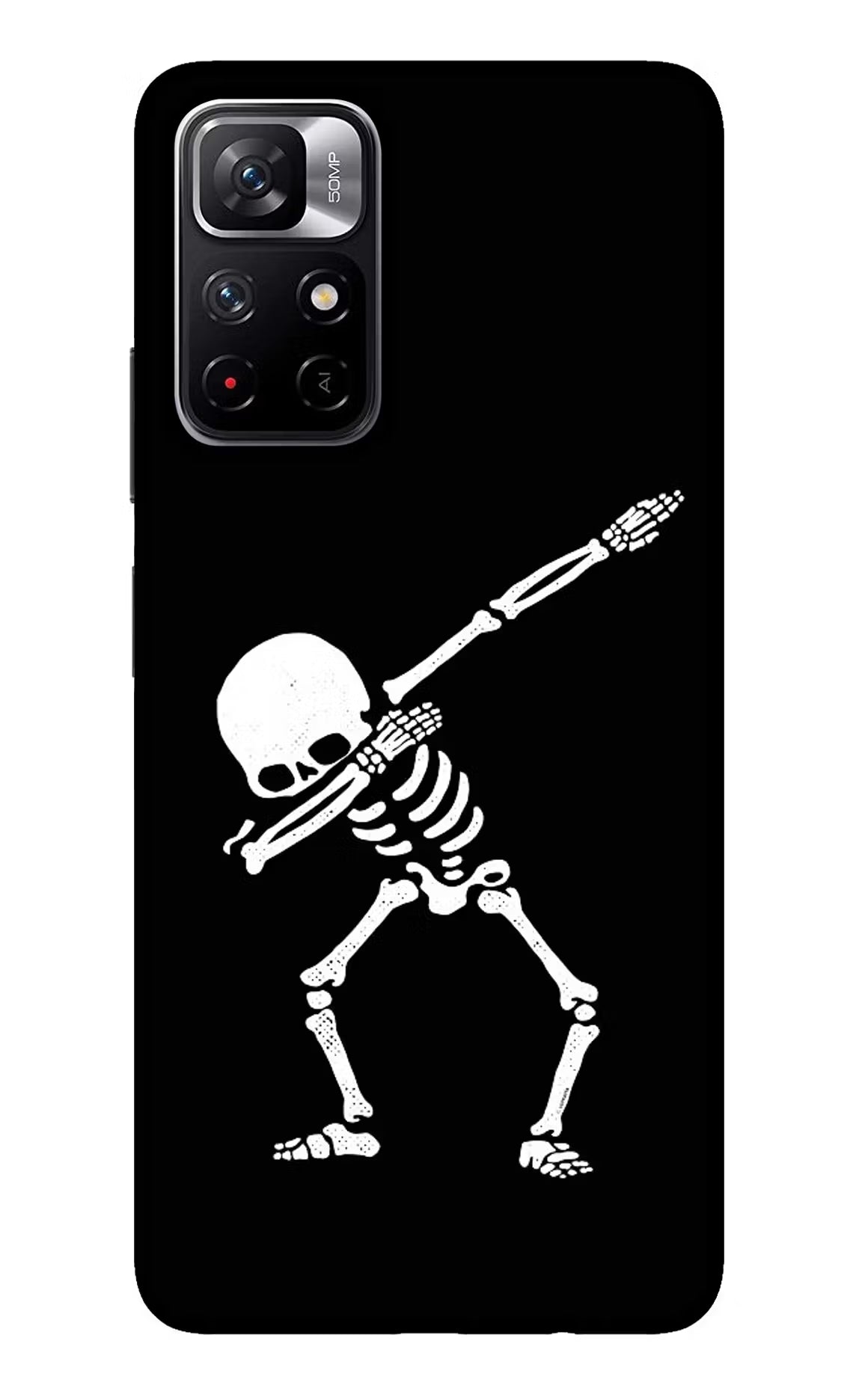 Dabbing Skeleton Art Redmi Note 11T 5G Glass Case Back Cover by Casekaro