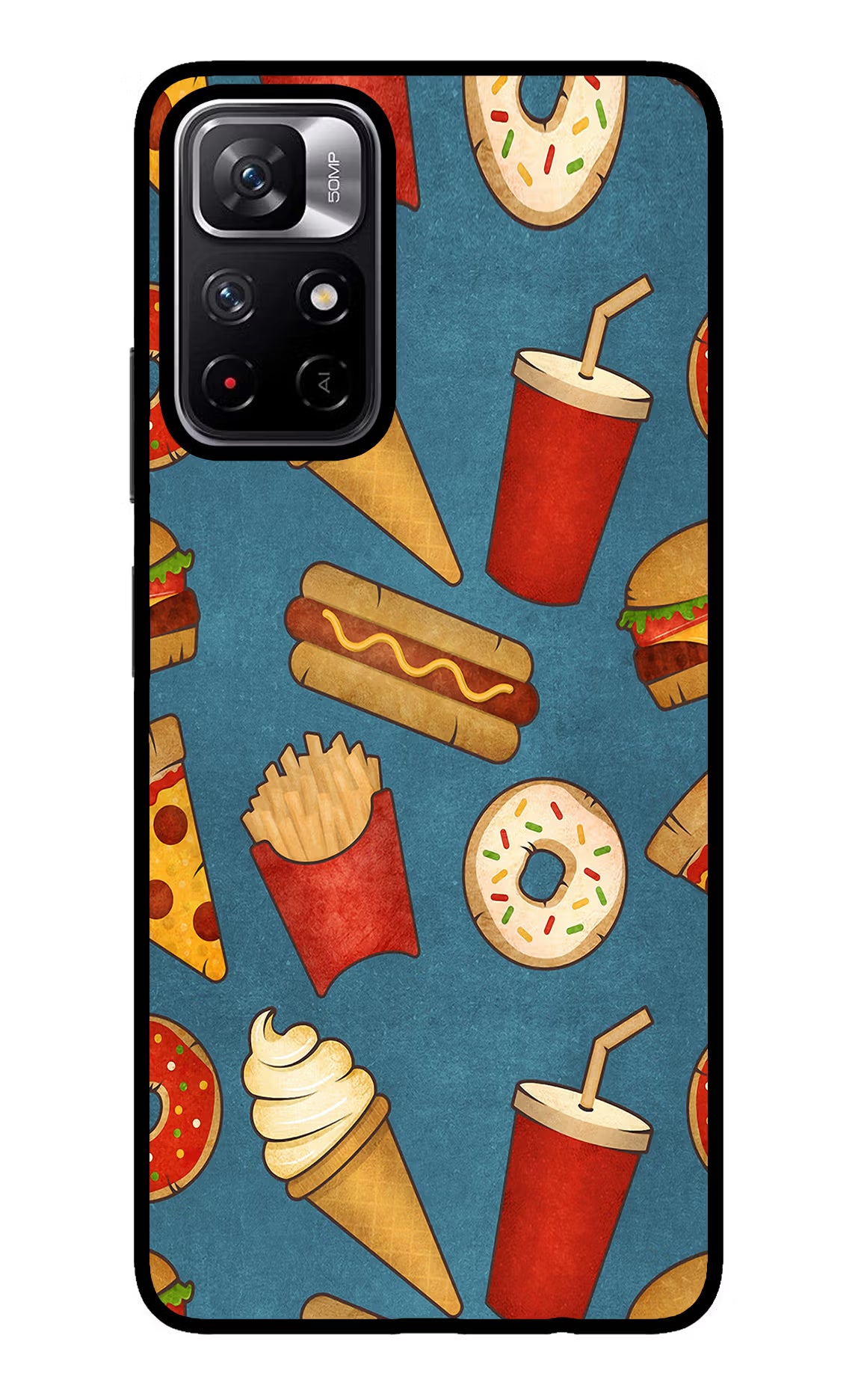Foodie Redmi Note 11T 5G Glass Case Back Cover by Casekaro