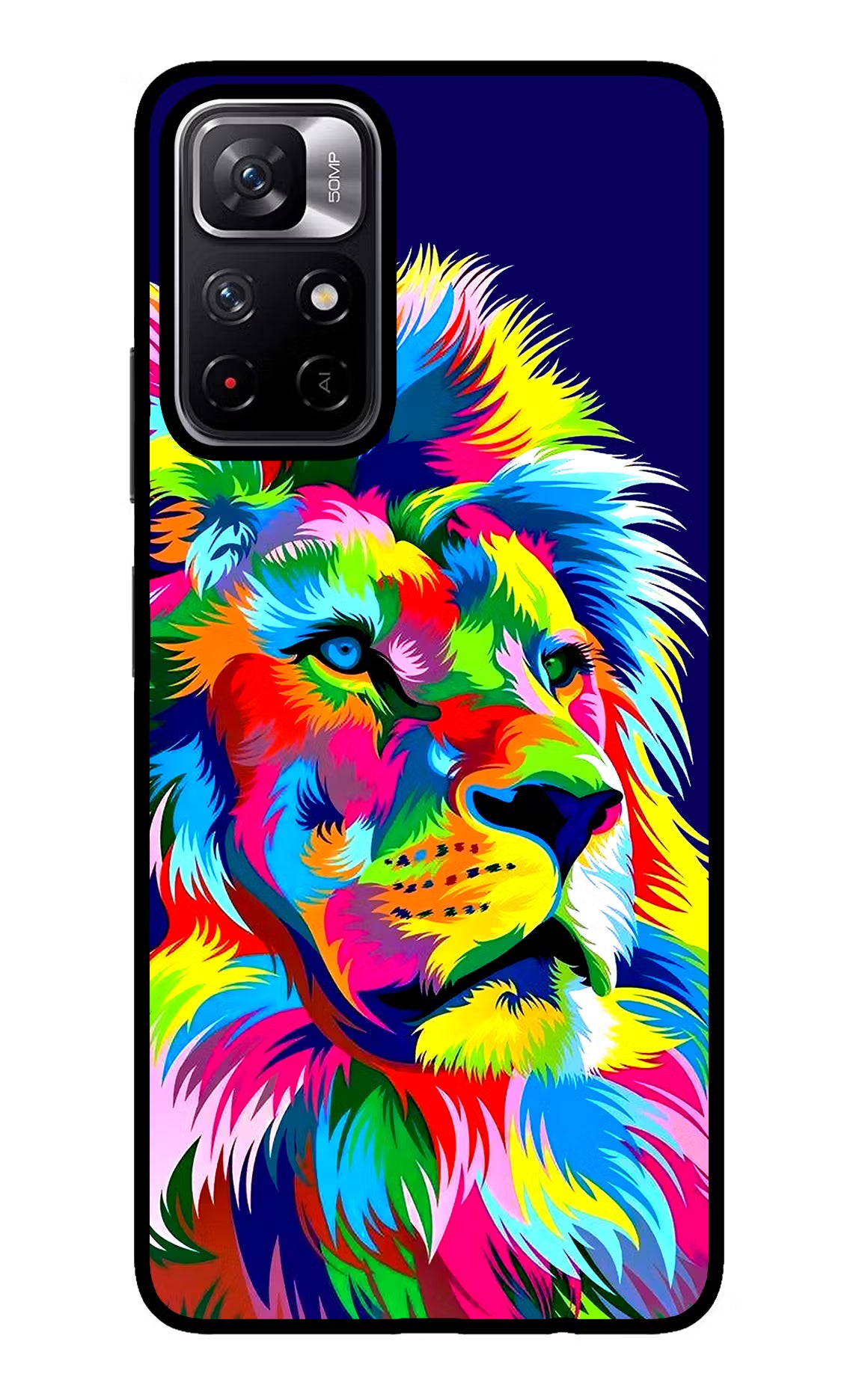 Vector Art Lion Redmi Note 11T 5G Glass Case Back Cover by Casekaro