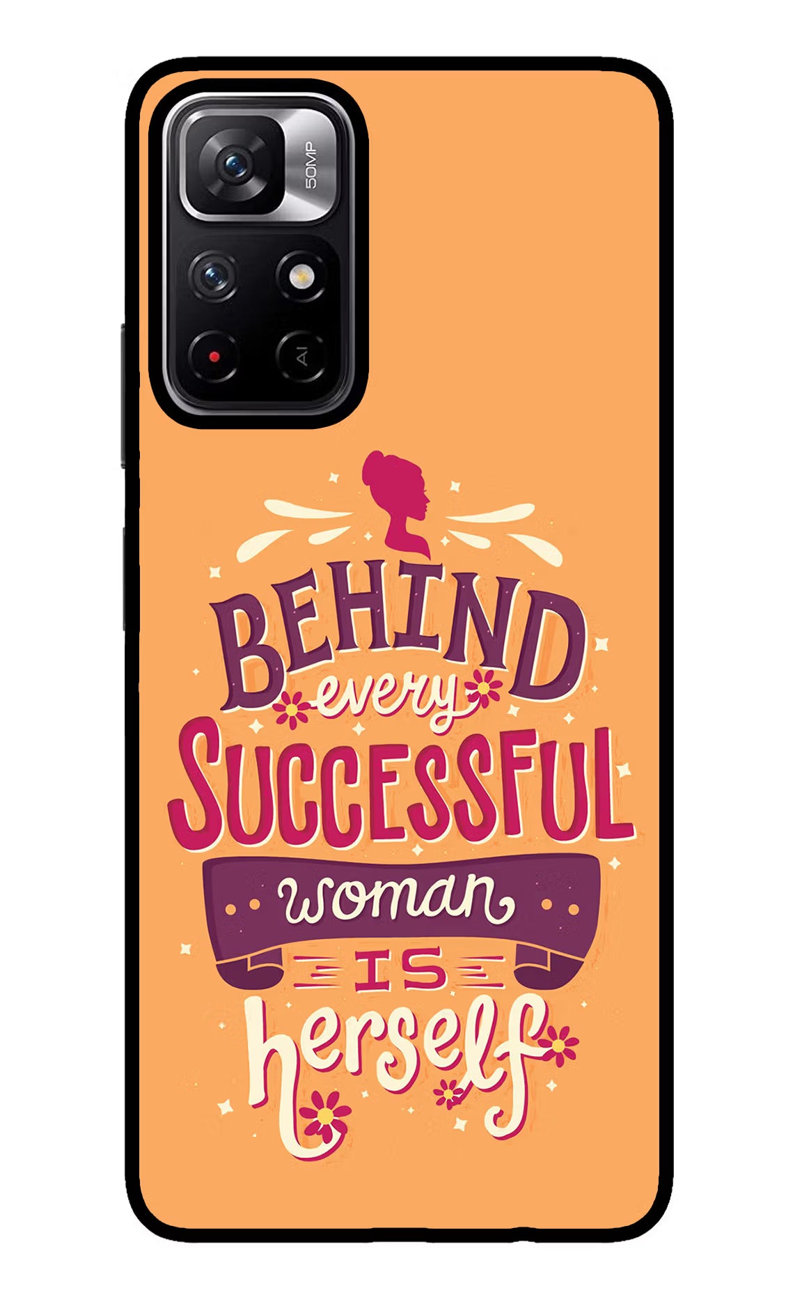 Behind Every Successful Woman There Is Herself Redmi Note 11T 5G Glass Case Back Cover by Casekaro