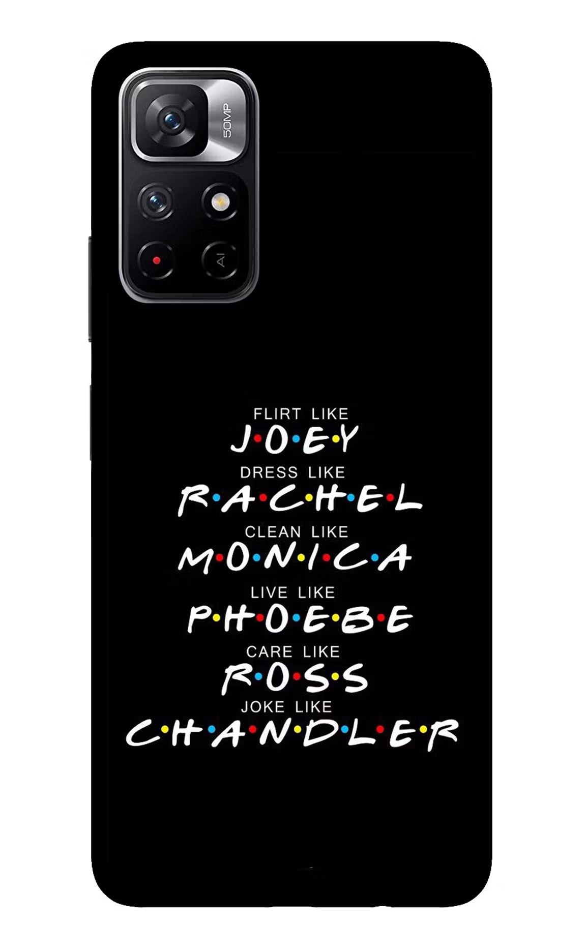 FRIENDS Character Redmi Note 11T 5G Glass Case Back Cover by Casekaro