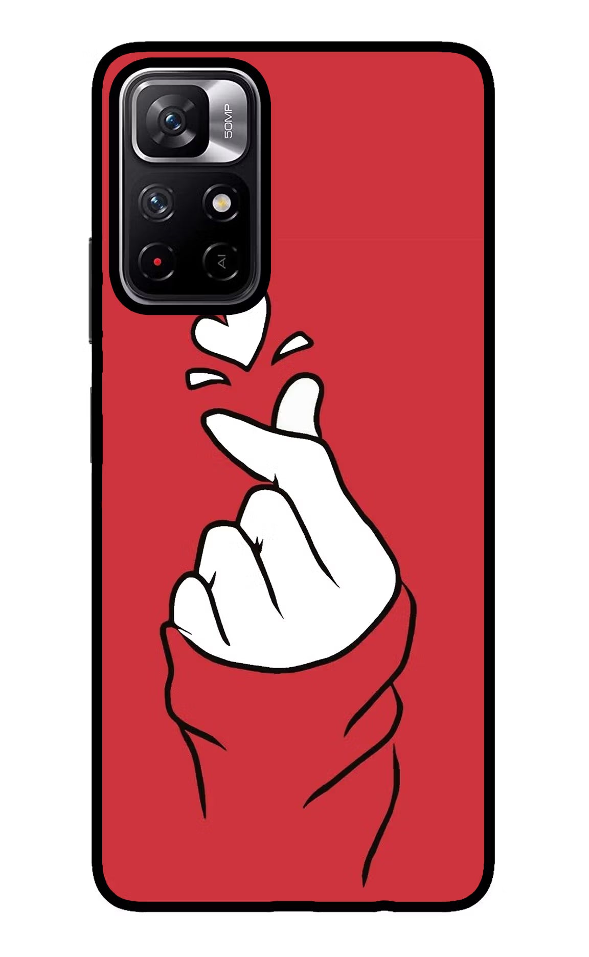 Korean Love Sign Redmi Note 11T 5G Glass Case Back Cover by Casekaro