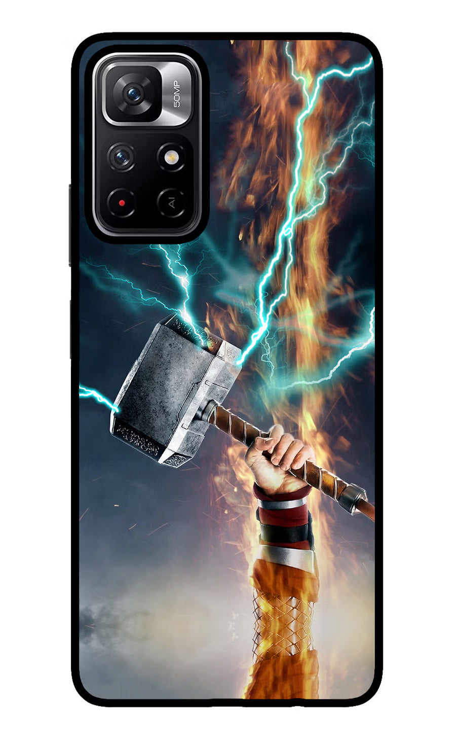 Thor Hammer Mjolnir Redmi Note 11T 5G Back Cover, Glass case