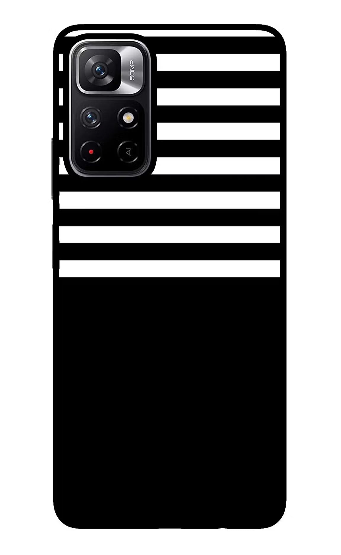 Black and White Print Redmi Note 11T 5G Glass Case Back Cover by Casekaro