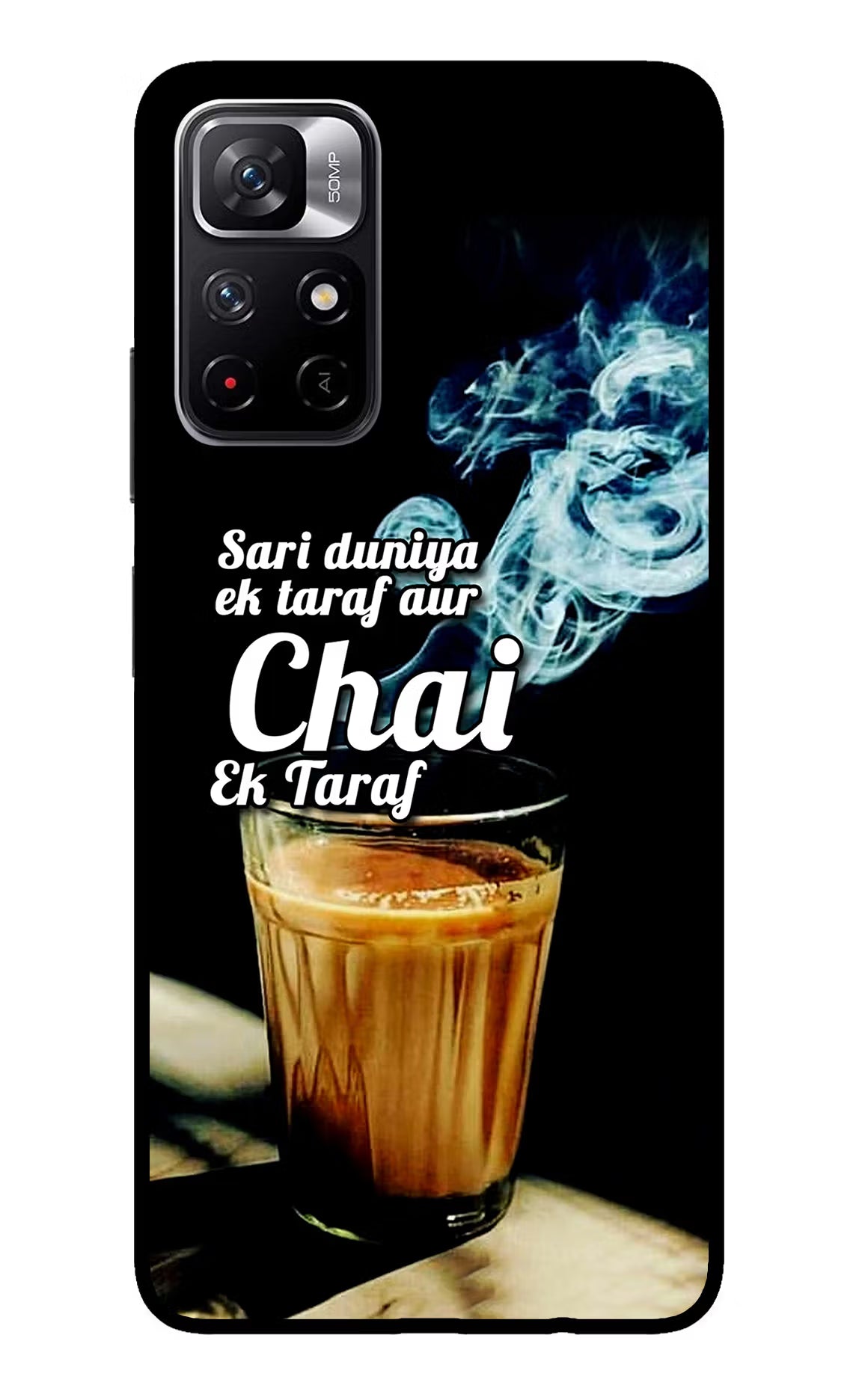 Chai Ek Taraf Quote Redmi Note 11T 5G Glass Case Back Cover by Casekaro