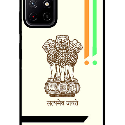 Satyamev Jayate Brown Logo Redmi Note 11T 5G Glass Case
