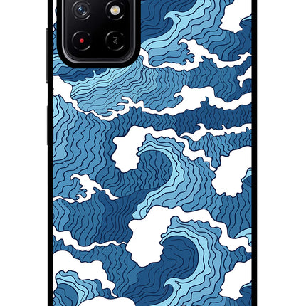 Blue Waves Redmi Note 11T 5G Glass Case Back Cover by Casekaro