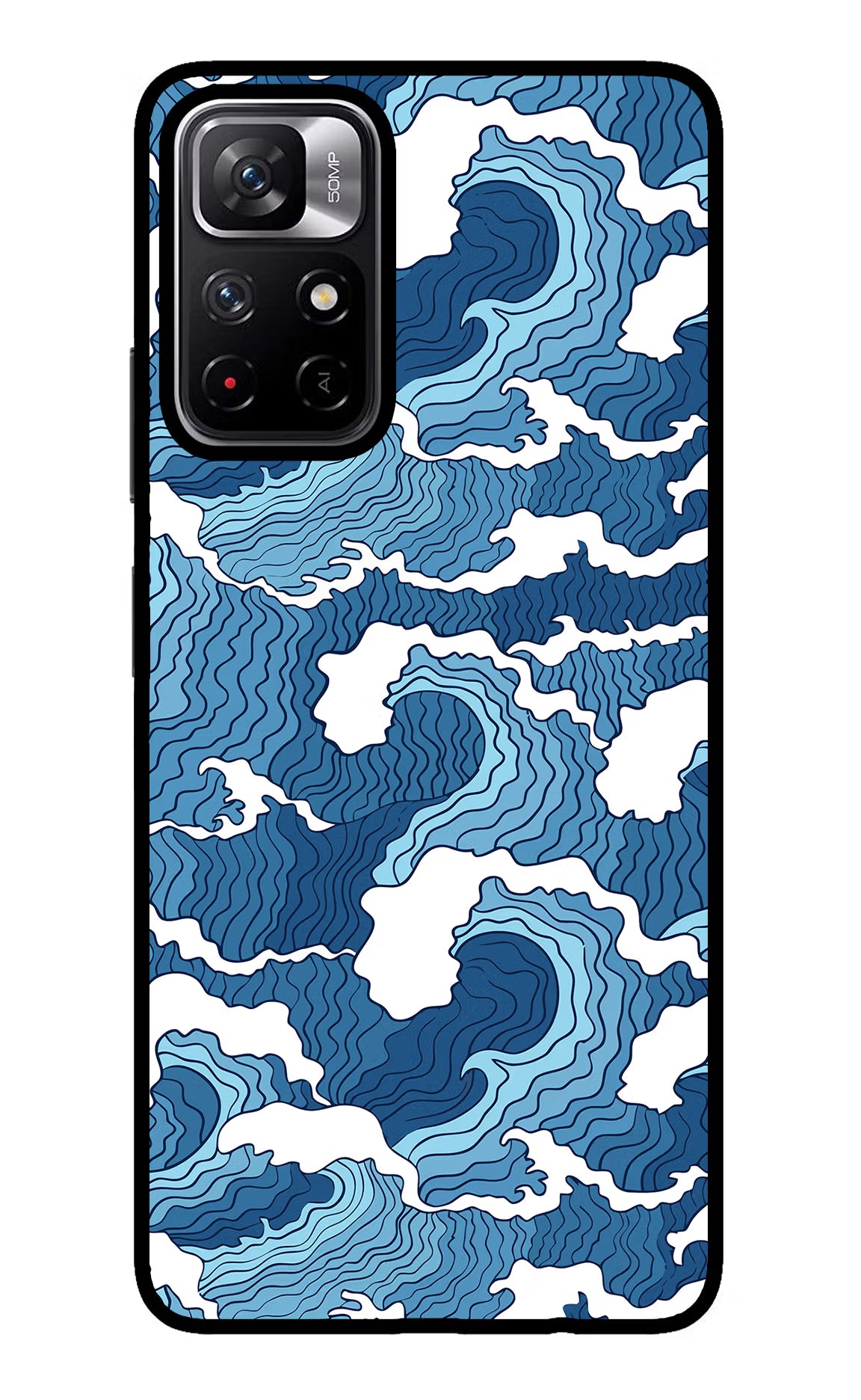 Blue Waves Redmi Note 11T 5G Glass Case