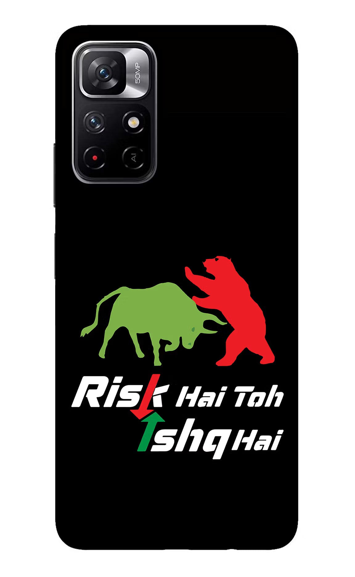 Risk Hai Toh Ishq Hai Redmi Note 11T 5G Glass Case Back Cover by Casekaro