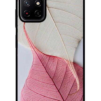 White Pink Leaf Redmi Note 11T 5G Glass Case Back Cover by Casekaro