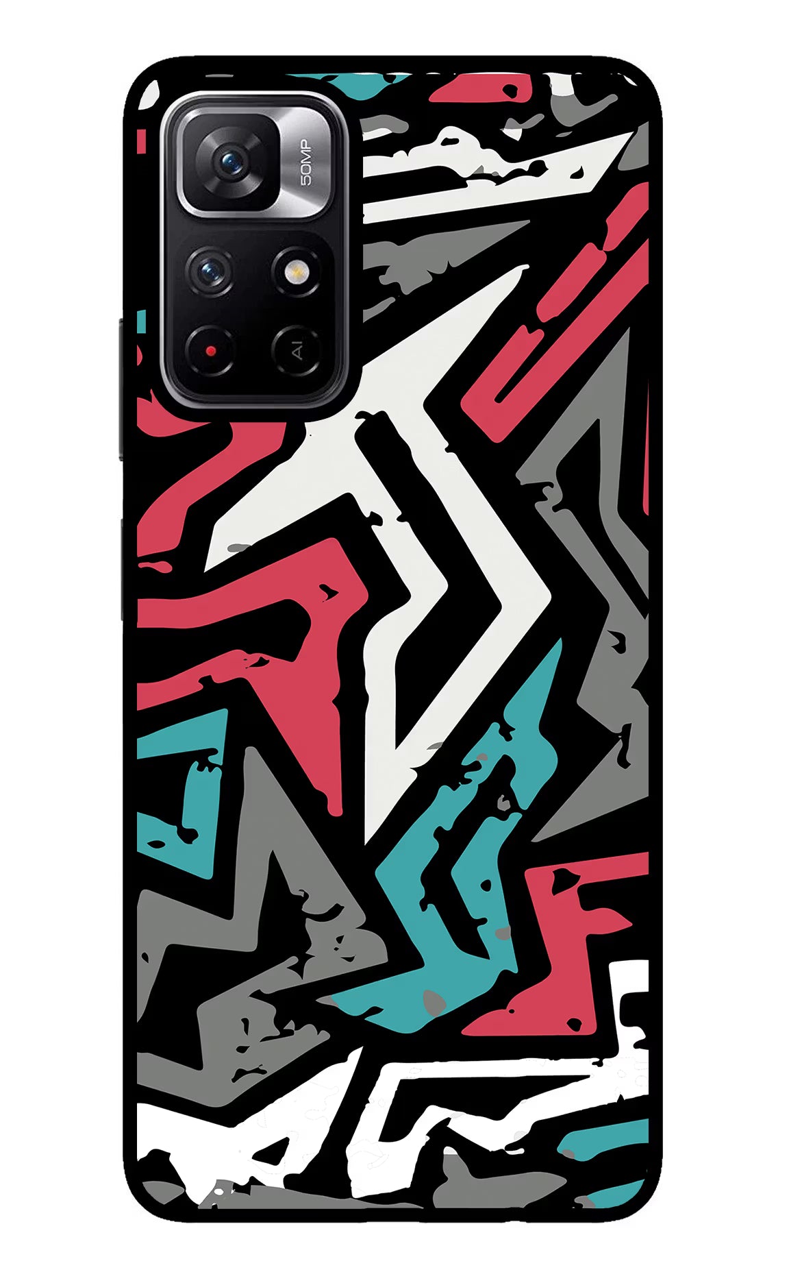 Geometric Graffiti Redmi Note 11T 5G Glass Case Back Cover by Casekaro