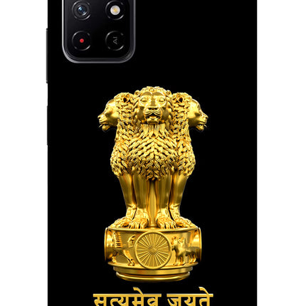 Satyamev Jayate Golden Redmi Note 11T 5G Glass Case Back Cover by Casekaro