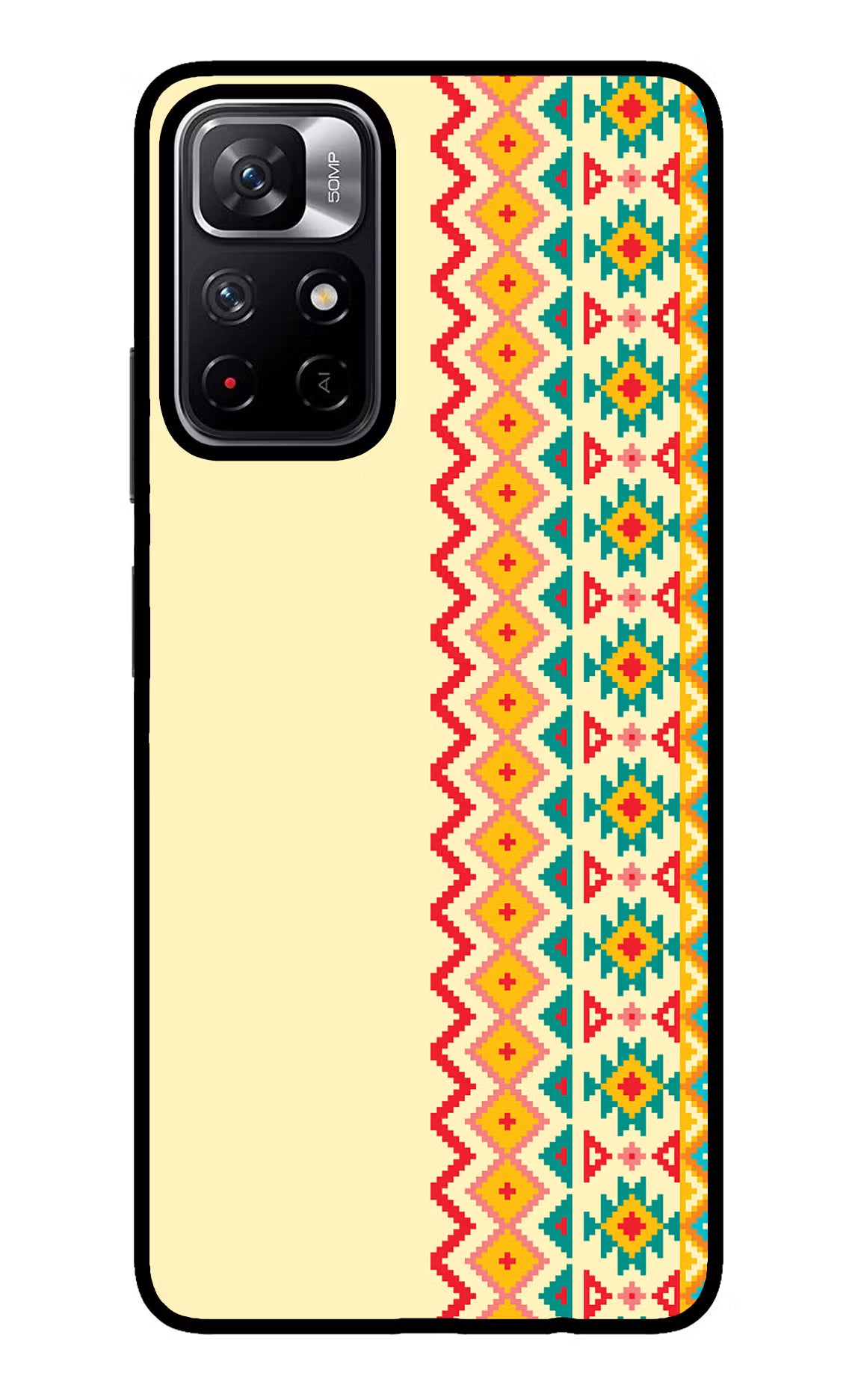 Ethnic Seamless Redmi Note 11T 5G Glass Case Back Cover by Casekaro