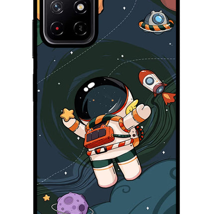 Cartoon Astronaut Redmi Note 11T 5G Glass Case Back Cover by Casekaro