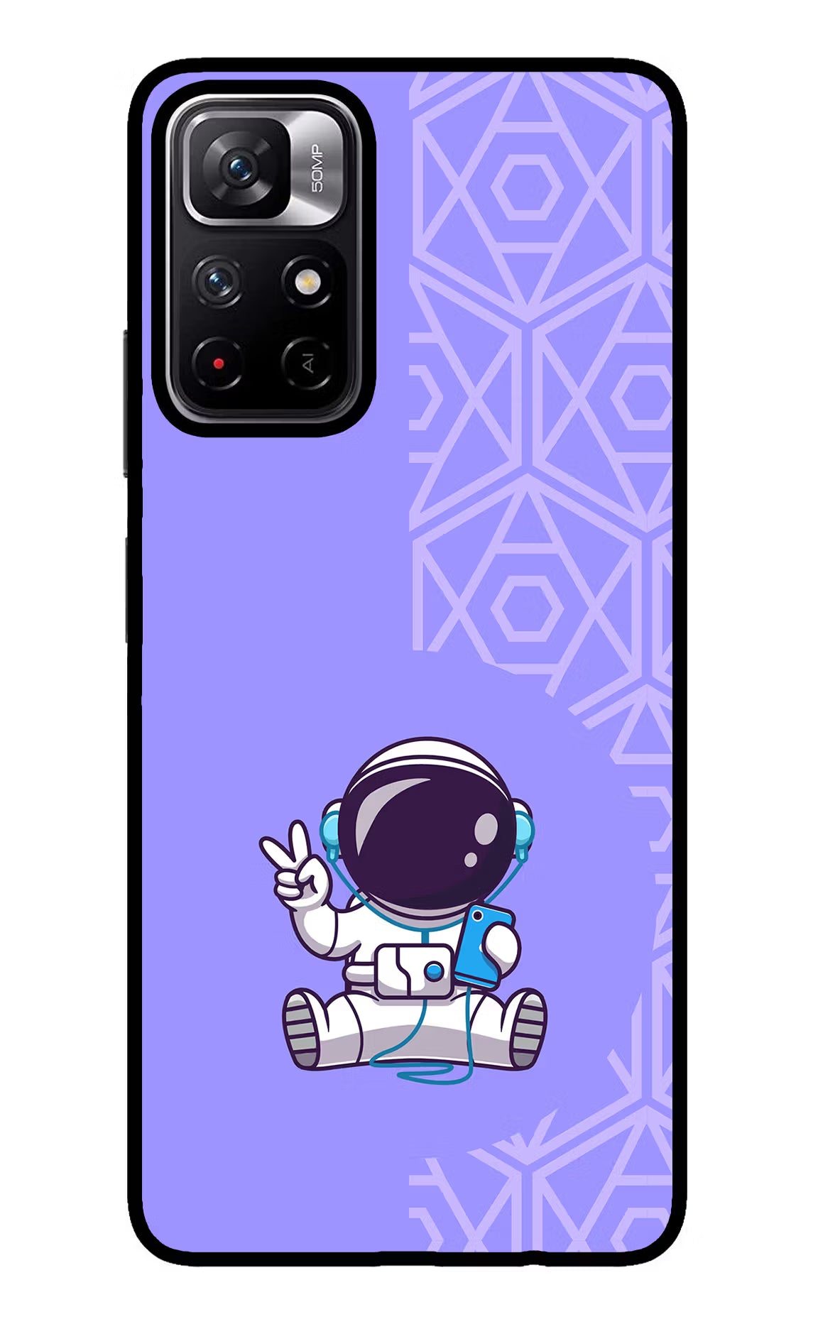 Cute Astronaut Chilling Redmi Note 11T 5G Glass Case
