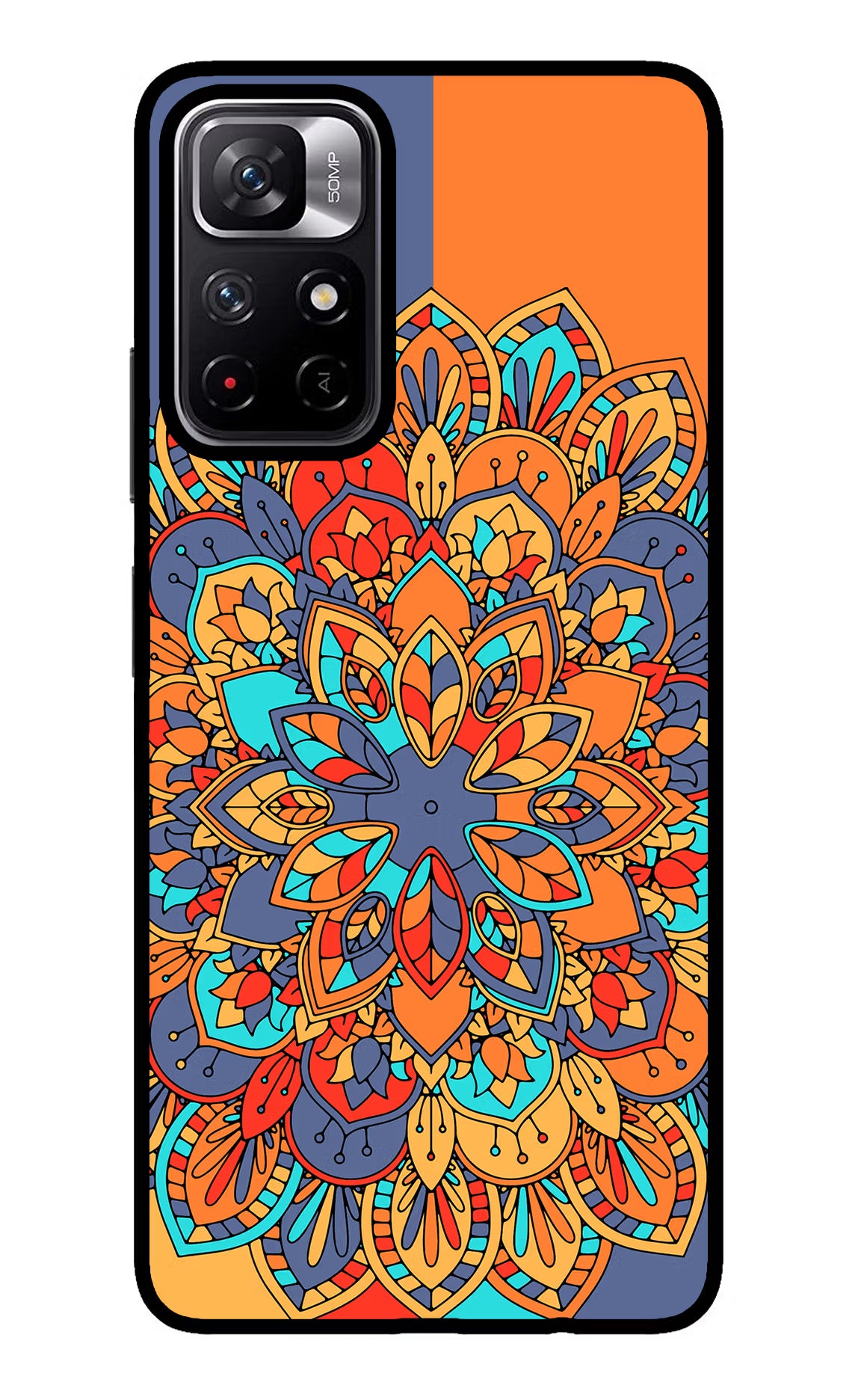 Color Mandala Redmi Note 11T 5G Glass Case Back Cover by Casekaro