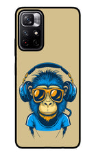 Monkey Headphone Redmi Note 11T 5G Glass Case Back Cover by Casekaro