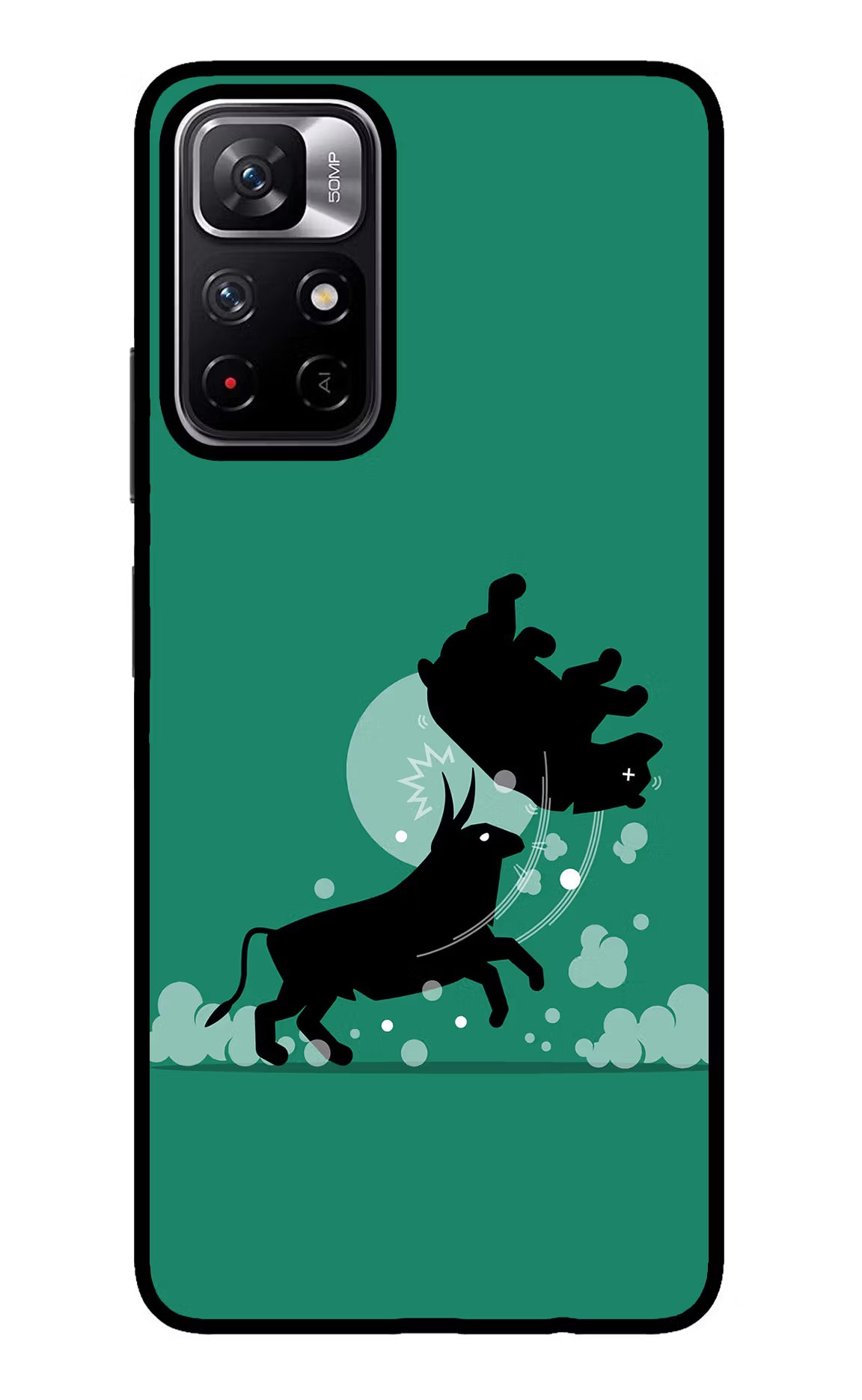 Bull Conqueror Redmi Note 11T 5G Glass Case Back Cover by Casekaro