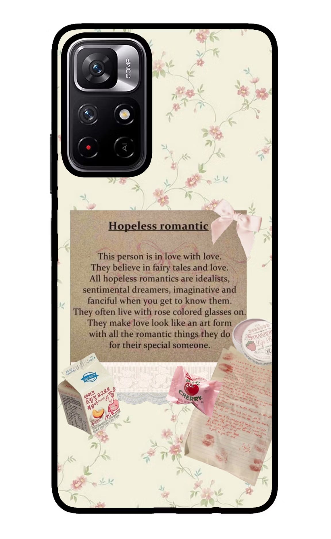 Hopeless Romantic Redmi Note 11T 5G Glass Case Back Cover by Casekaro